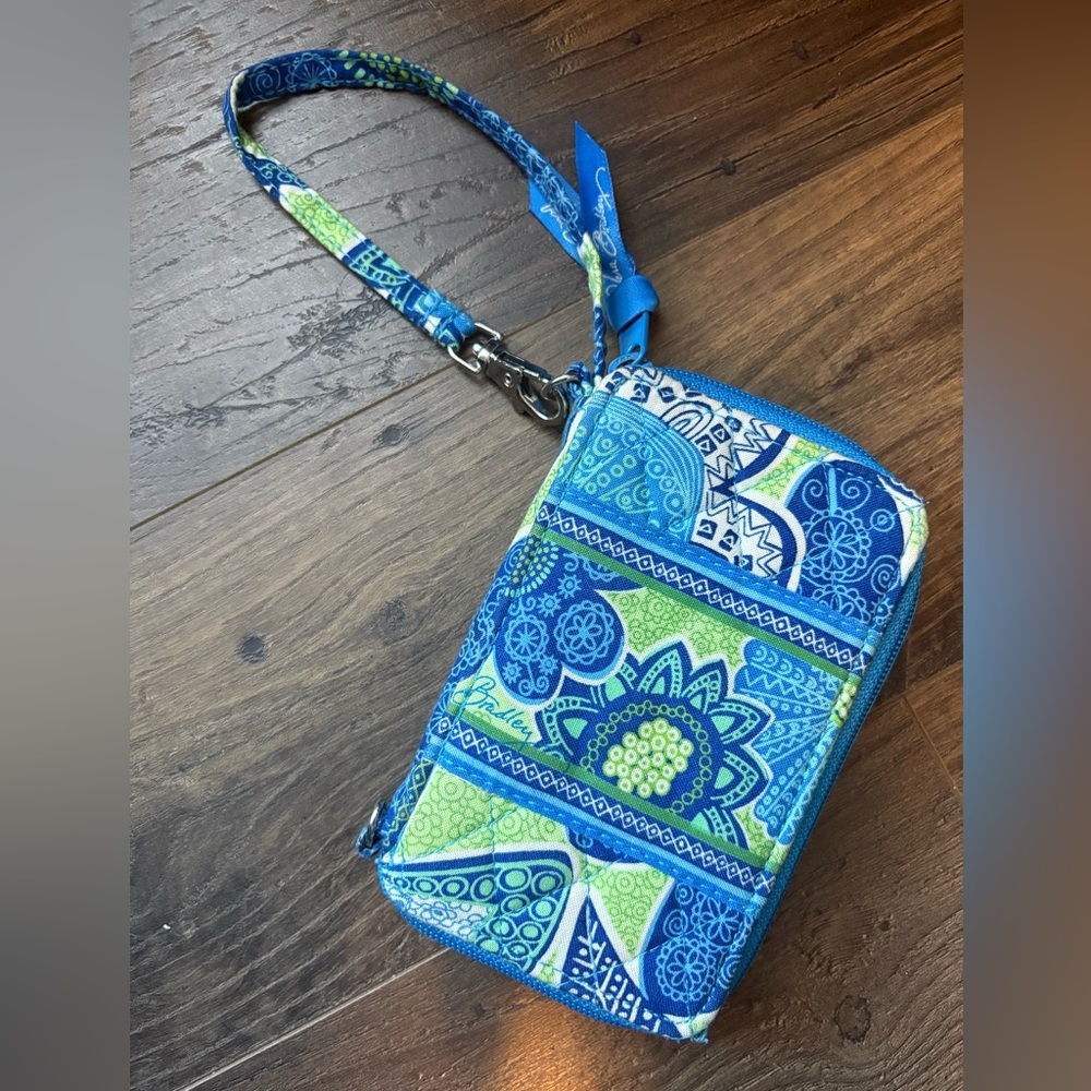 Vera Bradley Blue & Green Patterned Wristlet
